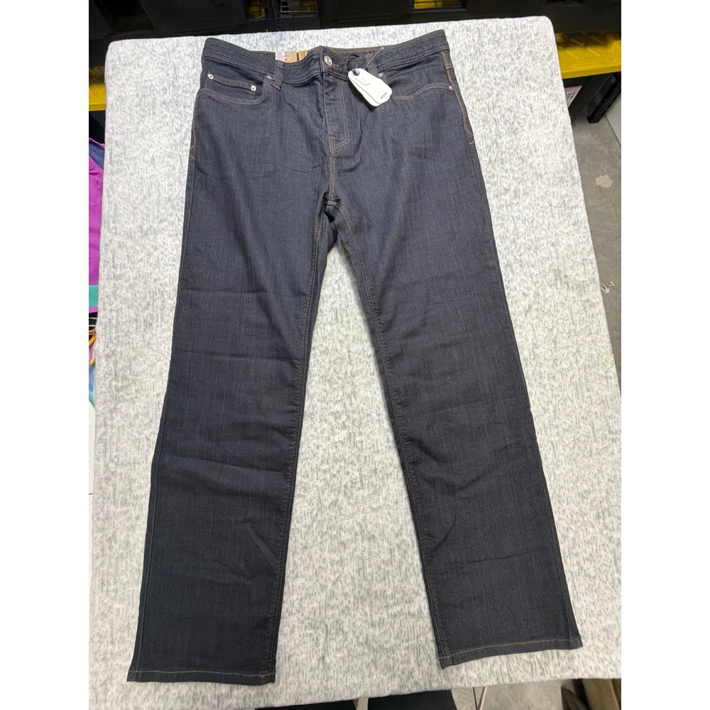 Prana Bridger Jean‎ Mens 38x32 Dark Indigo Slim Fit Straight Leg Denim M4BD32315